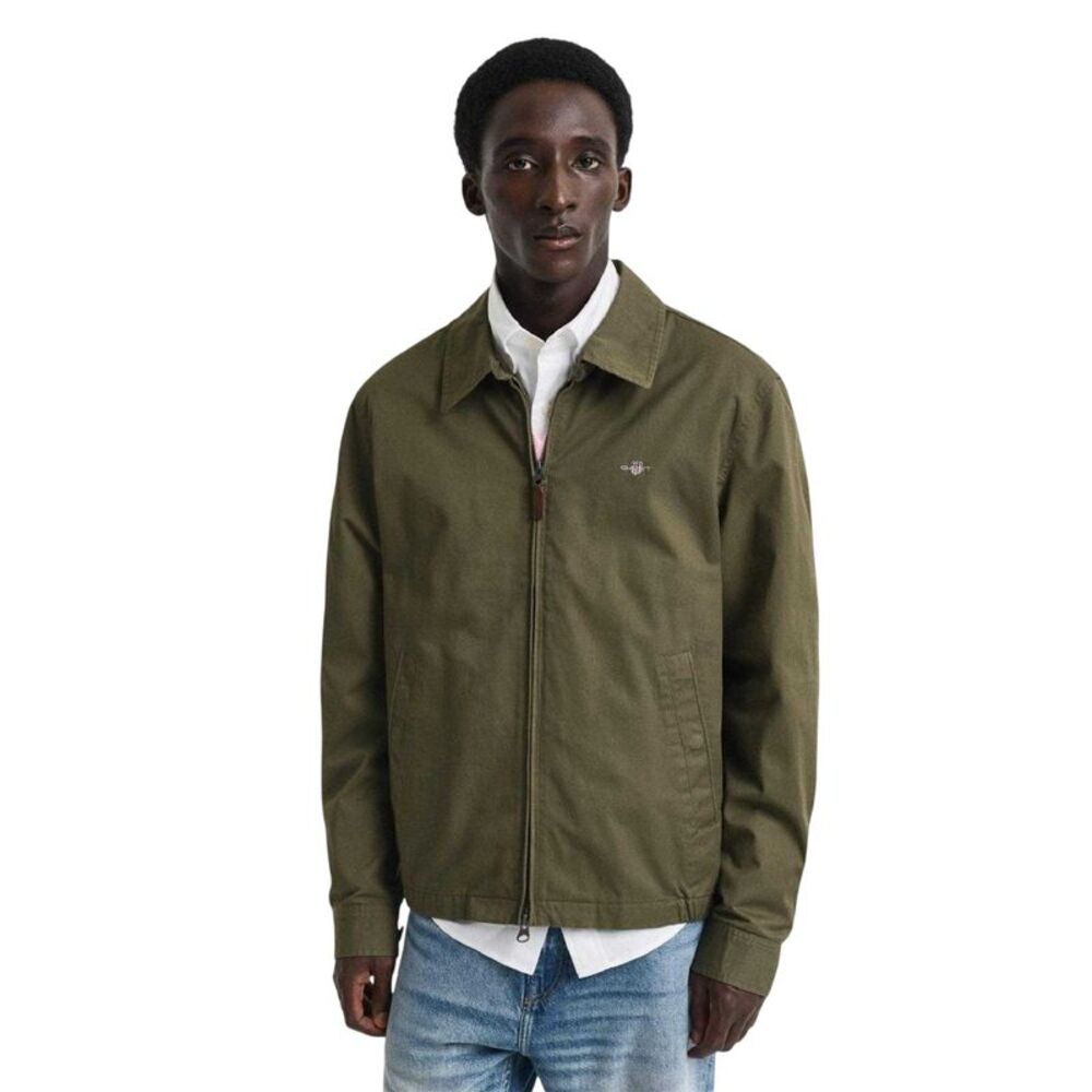 Gant Mens Windcheater Cotton Twill Water Repellent Regular Jacket / Green
